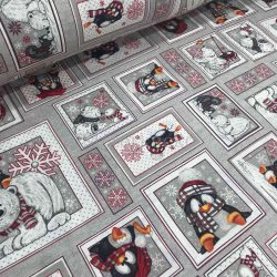   Jegesmaci és pingvin mintás karácsonyi loneta (dekortextil)