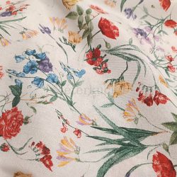 Frézia, rózsa, pipacs mintás loneta (dekortextil)