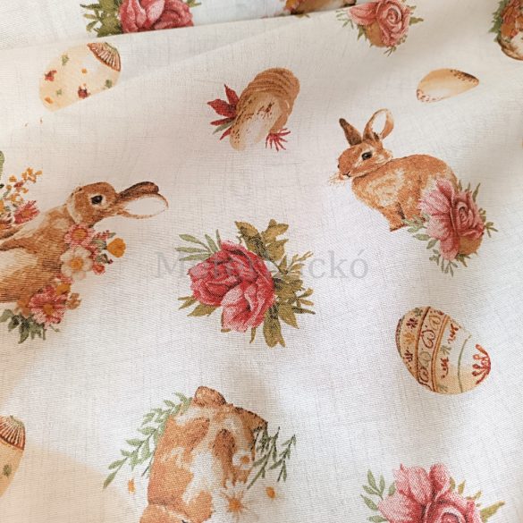 Rózsás nyuszis húsvéti loneta (dekortextil)