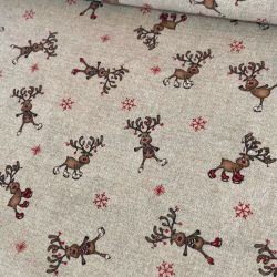Drapp alapon Rudolf mintás karácsonyi loneta (dekortextil)