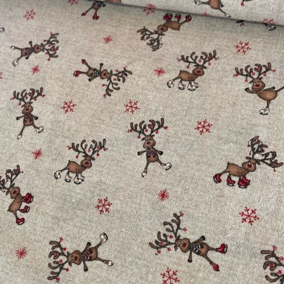Drapp alapon Rudolf mintás karácsonyi loneta (dekortextil)