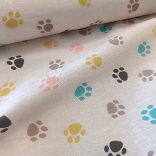 Drapp alapon színes tappancsos PRÉMIUM loneta (dekortextil)