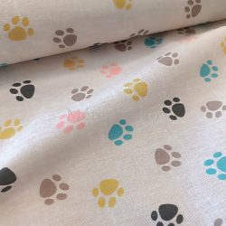   Drapp alapon színes tappancsos PRÉMIUM loneta (dekortextil)