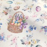 Húsvéti, kosár és tojás mintás loneta (dekortextil) pasztell
