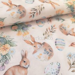 Púder alapon nyuszi mintás húsvéti loneta (dekortextil)