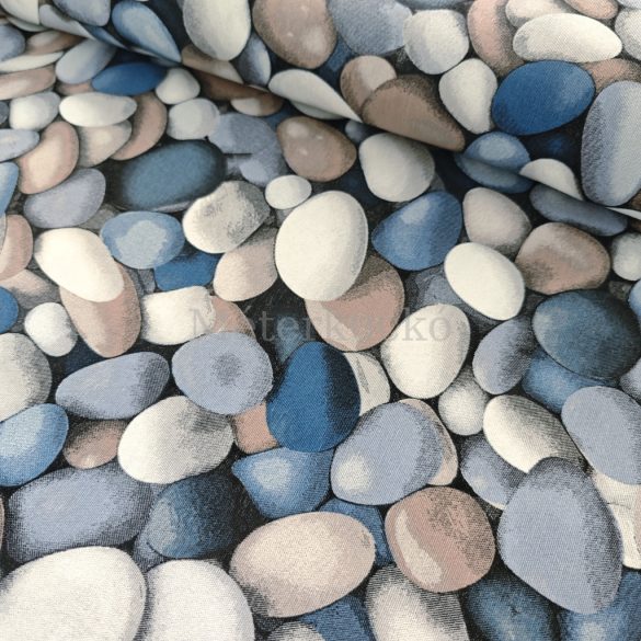 Kék kavics mintás loneta (dekortextil) 