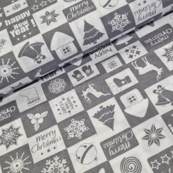 Szürke skandináv mintás karácsonyi loneta (dekortextil) 