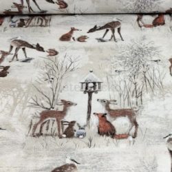   Havas erdőben erdei állatok mintás karácsonyi loneta (dekortextil)