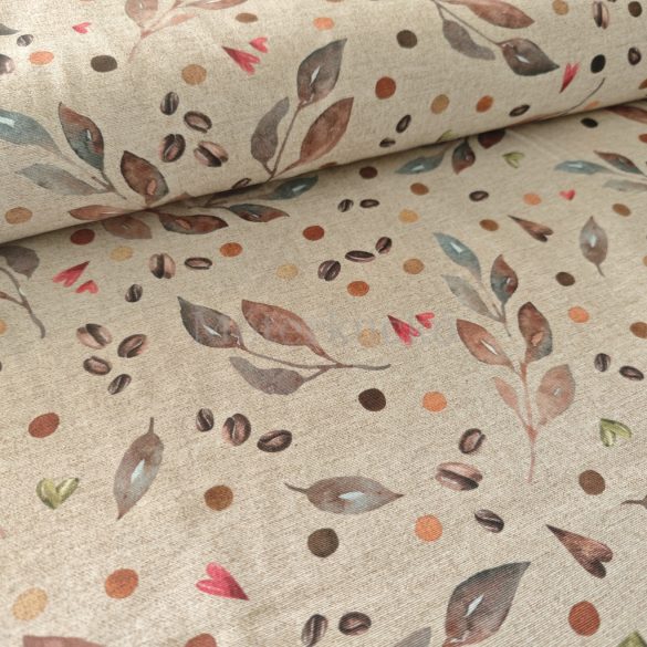 Kávészemes leveles őszi loneta (dekortextil)