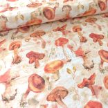Erdei gombák mintás őszi loneta (dekortextil)