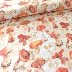 Erdei gombák mintás őszi loneta (dekortextil)