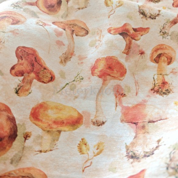Erdei gombák mintás őszi loneta (dekortextil)