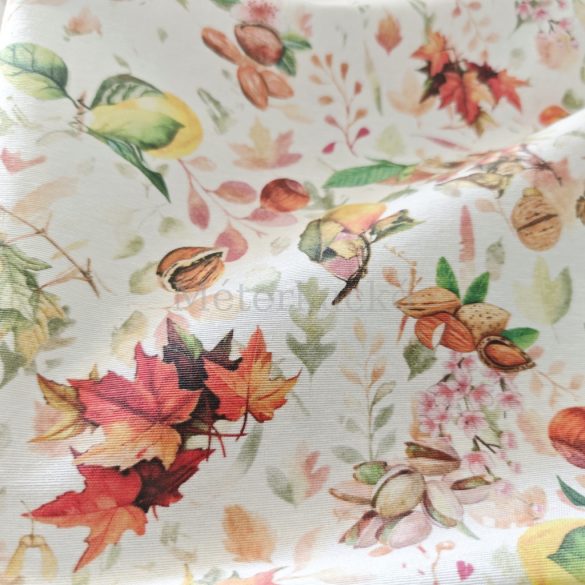 Levelek és termések mintás őszi loneta (dekortextil)