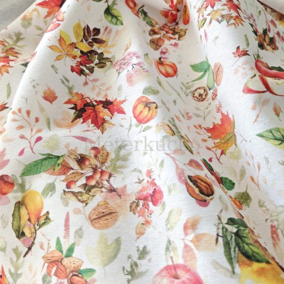 Levelek és termések mintás őszi loneta (dekortextil)