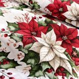 Raszteres alapon mikulásvirág mintás loneta (dekortextil