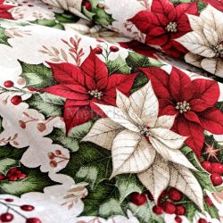 Raszteres alapon mikulásvirág mintás loneta (dekortextil