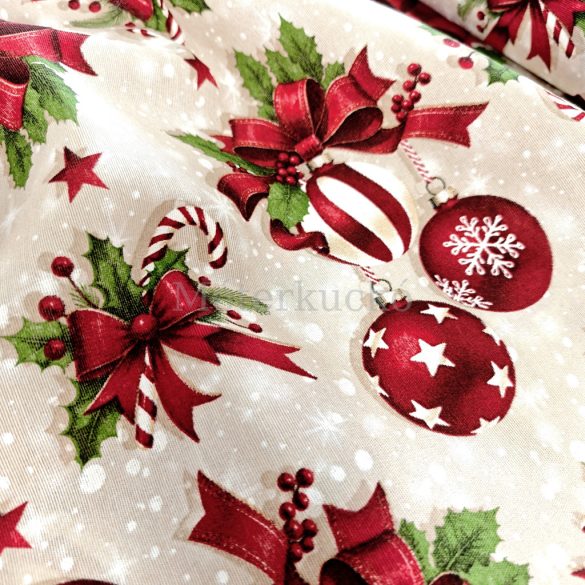 Gömbös masnis karácsonyi loneta (dekortextil)
