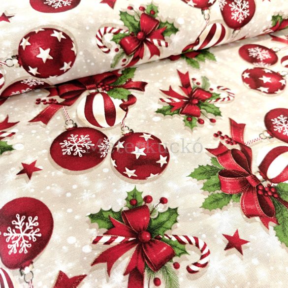 Gömbös masnis karácsonyi loneta (dekortextil)