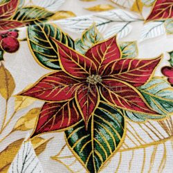   Aranykontúros mikulásvirág mintás karácsonyi loneta (dekortextil)