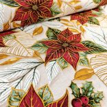 Aranykontúros mikulásvirág mintás karácsonyi loneta (dekortextil)