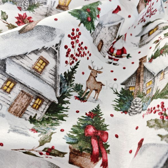 Havas házak mintás karácsonyi loneta (dekortextil)