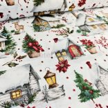 Havas házak mintás karácsonyi loneta (dekortextil)