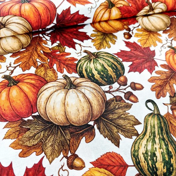 Őszi tök mintás dekortextil (loneta) digitális nyomtatású