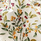 Bézs alapon őszi bogyó mintás loneta (dekortextil)