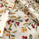 Bézs alapon őszi bogyó mintás loneta (dekortextil)