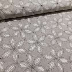Drapp alapon Geo virág mintás loneta (dekortextil)