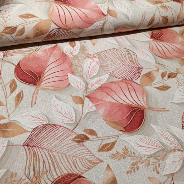 Mályvás-barna levelek mintás őszi loneta (dekortextil)