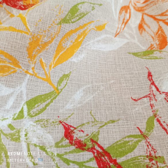 Drapp alapon színes ágak mintás loneta (dekortextil)