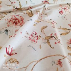 Ekrü alapon futórózsa mintás loneta (dekortextil)
