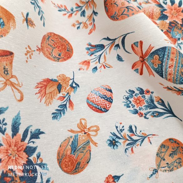 Ekrü alapon Vintage mintás húsvéti loneta (dekortextil)