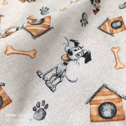 Vidám kutyák mintás loneta (dekortextil)