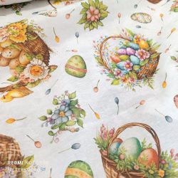 Húsvéti, kosár és tojás mintás loneta (dekortextil)