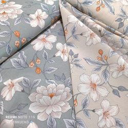 Zsálya alapon virág mintás loneta (dekortextil)