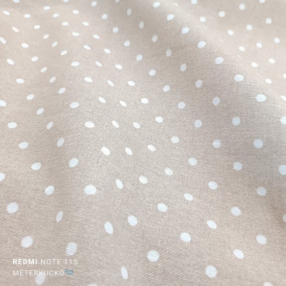 Drapp alapon fehér pöttyös loneta (dekortextil)