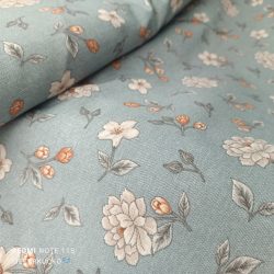 Kékes alapon kis virágos loneta (dekortextil) 