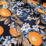 Kék alapon citrom mintás loneta (dekortextil)