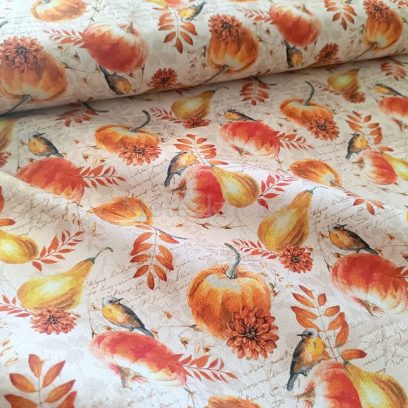 Őszi tök, körte mintás loneta (prémium dekortextil) 