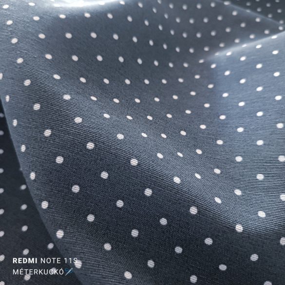 Acélkék alapon fehér pöttyös (3mm) loneta (dekortextil)