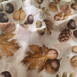 Gesztenye, dió, toboz mintás őszi loneta (dekortextil) 