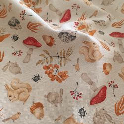   Gomba, süni, mókus, nyuszi mintás őszi loneta (dekortextil)