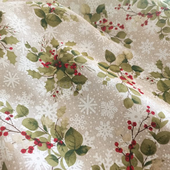 Magyal mintás karácsonyi loneta (dekortextil)