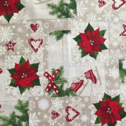 Mikulásvirág mintás karácsonyi loneta (dekortextil)