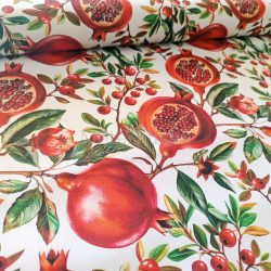   Fehér alapon gránátalma mintás loneta (prémium dekortextil)