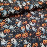 Halloween mintás oxford vízlepergetős anyag (tök, szellem, cica)