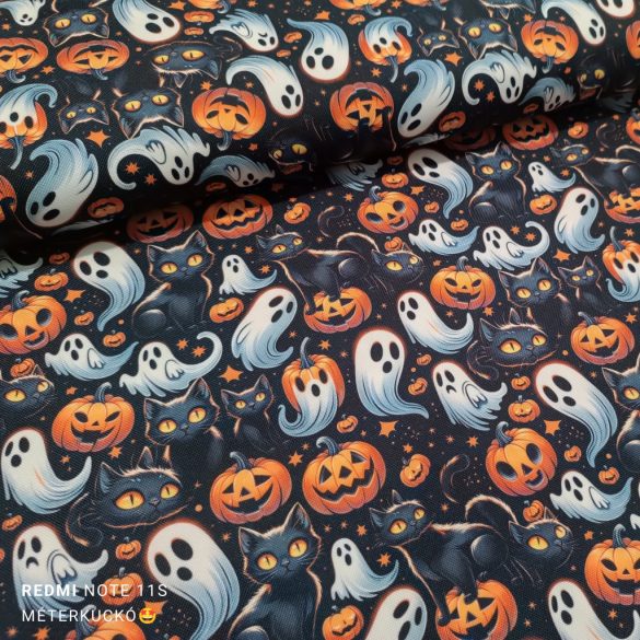 Halloween mintás oxford vízlepergetős anyag (tök, szellem, cica)