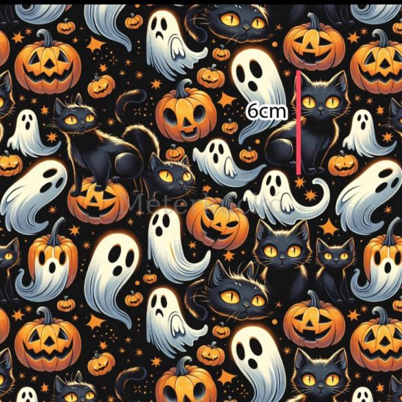 Halloween mintás oxford vízlepergetős anyag (tök, szellem, cica)